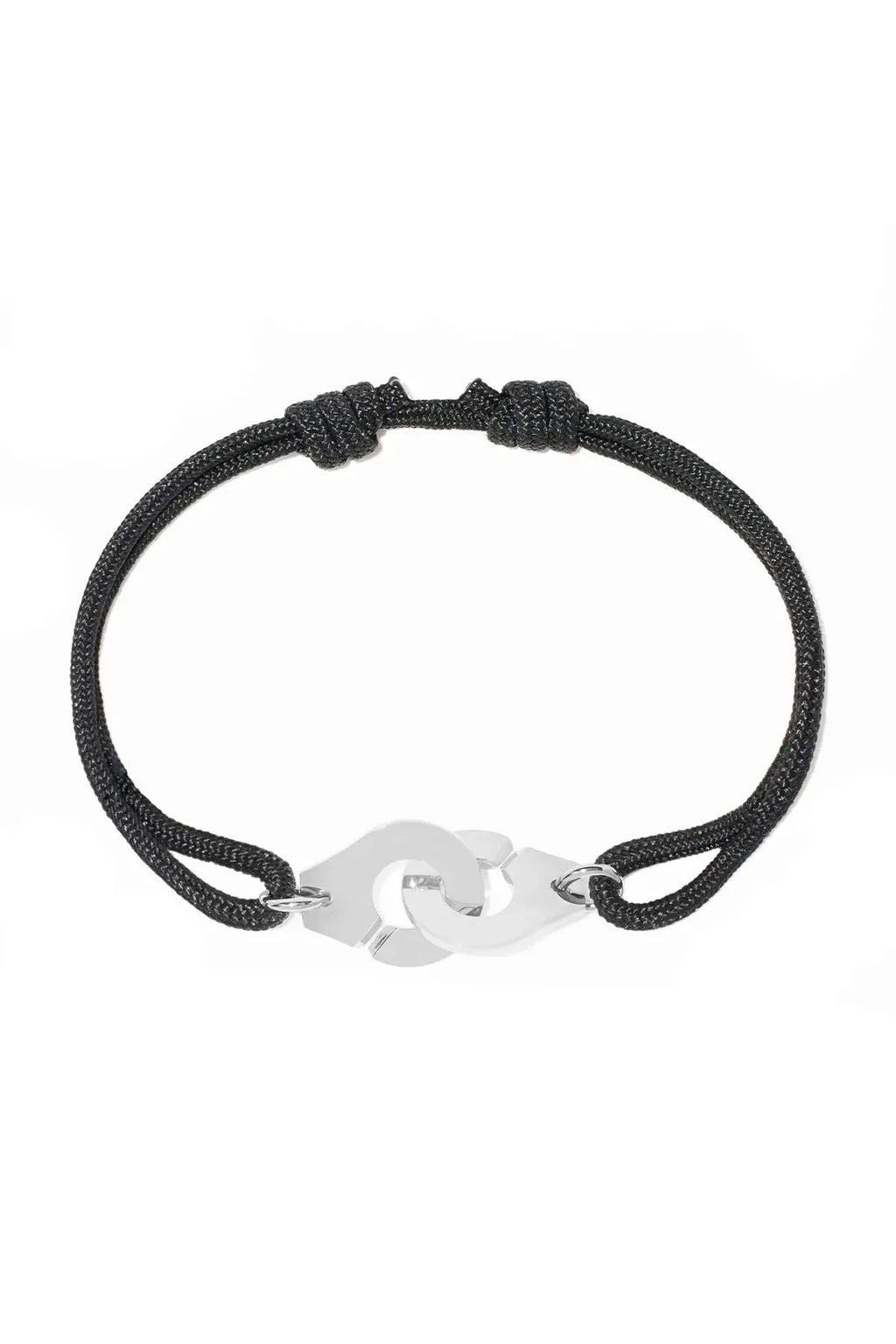 Handcuffs "Menottes" - Stainless Steel Bracelet One Size (Adjustable) Stainless Steel (Silver) Black in Lebanon